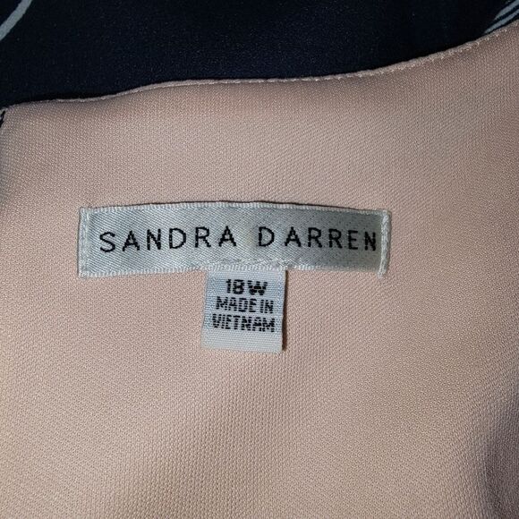Sandra Darren Navy Floral sleeveless sheath dress size 18w - Picture 6 of 7